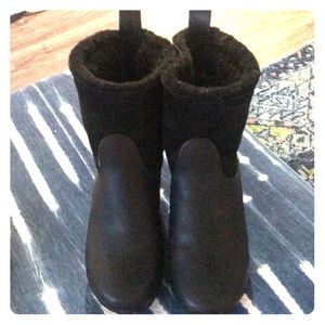 No 6. Pull-On Shearling Clog Boot with High Heel